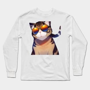 Meme Cat Wearing Sunglasses Long Sleeve T-Shirt